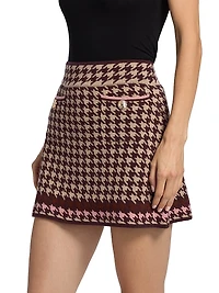 Lynne Wool-Blend Houndstooth Miniskirt