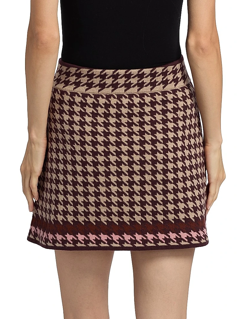 Lynne Wool-Blend Houndstooth Miniskirt