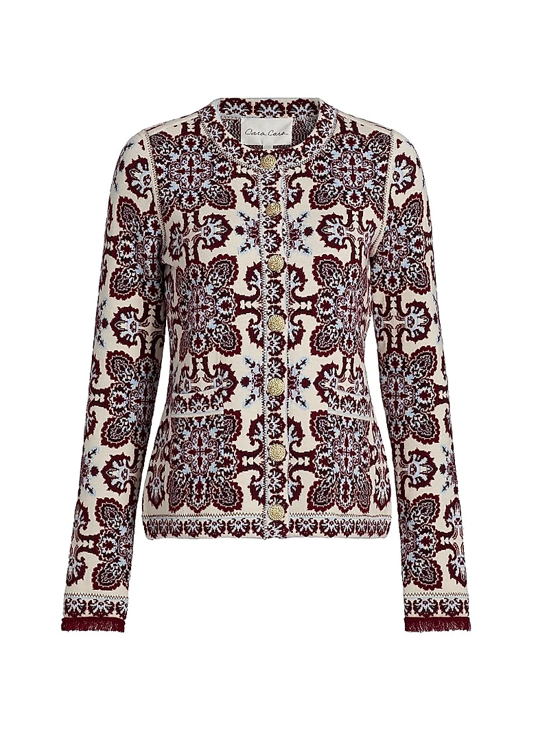 Nara Printed Merino Wool-Blend Fitted Jacket