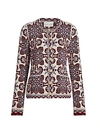 Nara Printed Merino Wool-Blend Fitted Jacket