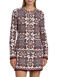 Nara Printed Merino Wool-Blend Fitted Jacket