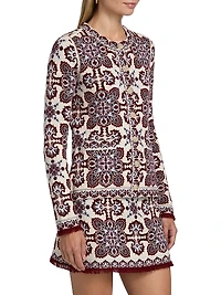 Nara Printed Merino Wool-Blend Fitted Jacket