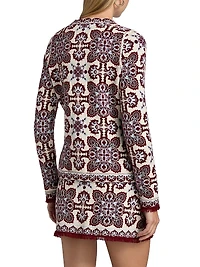 Nara Printed Merino Wool-Blend Fitted Jacket