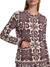 Nara Printed Merino Wool-Blend Fitted Jacket