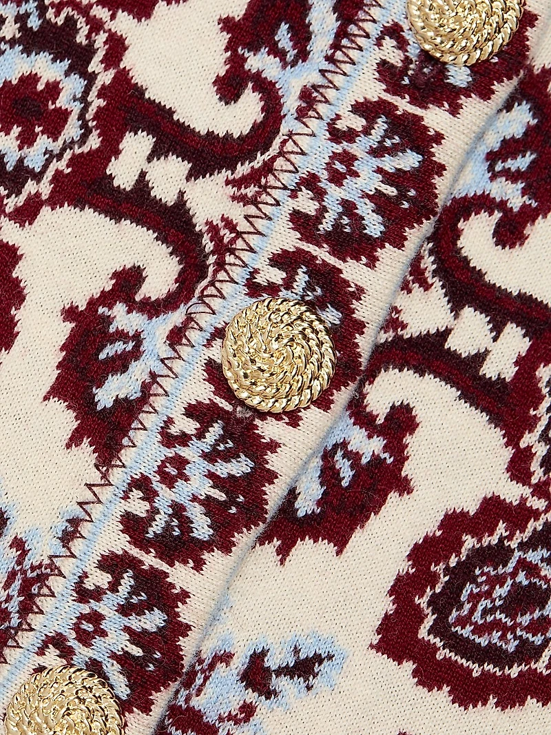 Nara Printed Merino Wool-Blend Fitted Jacket