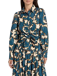 Sia Printed Tie-Waist Crop Shirt