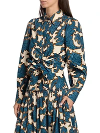 Sia Printed Tie-Waist Crop Shirt