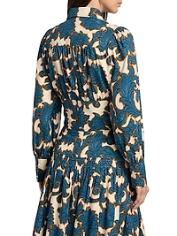 Sia Printed Tie-Waist Crop Shirt
