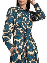 Sia Printed Tie-Waist Crop Shirt