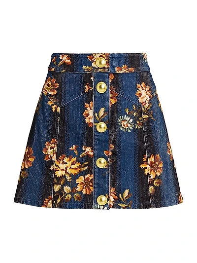 Juniper Floral Corduroy A-Line Miniskirt