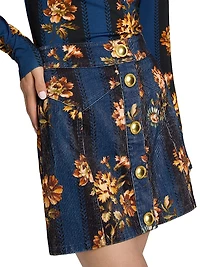 Juniper Floral Corduroy A-Line Miniskirt