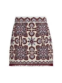 Lindy Printed Merino Wool-Blend Fitted Miniskirt
