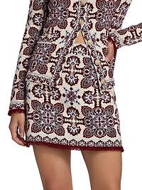 Lindy Printed Merino Wool-Blend Fitted Miniskirt
