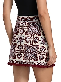 Lindy Printed Merino Wool-Blend Fitted Miniskirt