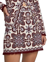 Lindy Printed Merino Wool-Blend Fitted Miniskirt