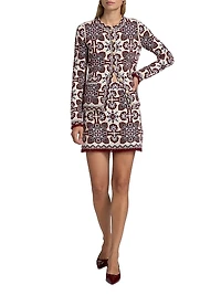 Lindy Printed Merino Wool-Blend Fitted Miniskirt
