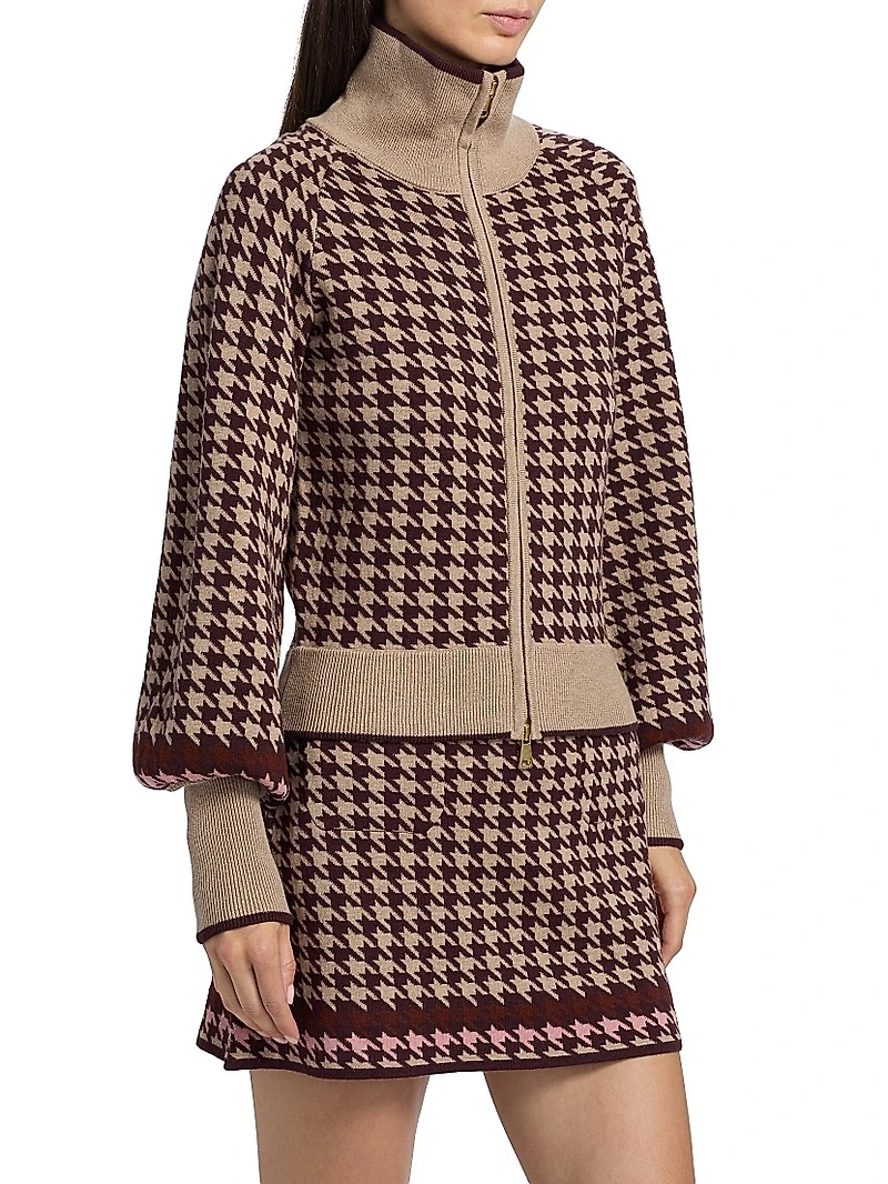 Lyss Wool-Cotton Houndstooth Jacket