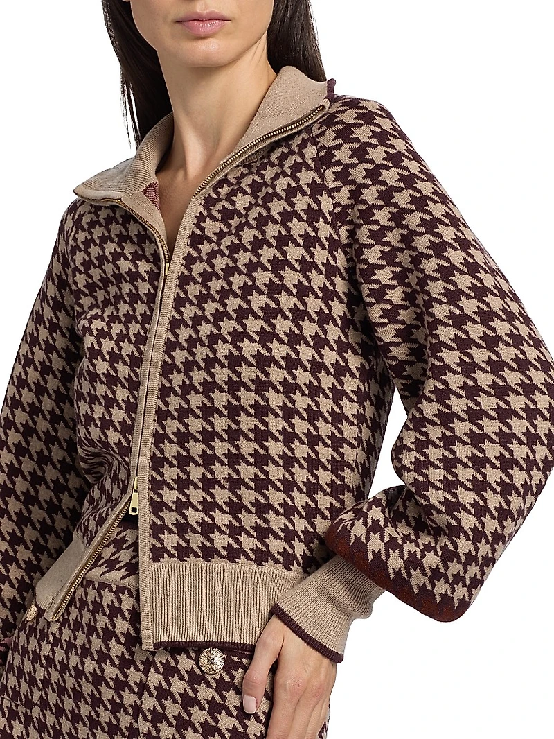 Lyss Wool-Cotton Houndstooth Jacket