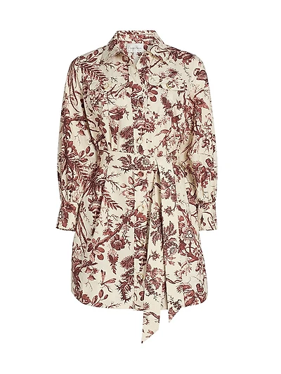 Villena Toile Cotton Poplin Mini-Shirtdress