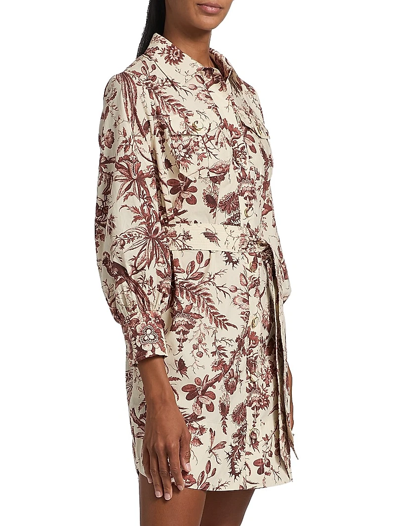 Villena Toile Cotton Poplin Mini-Shirtdress