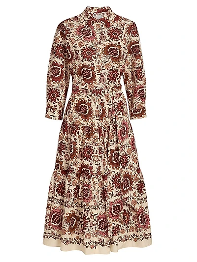 Lolita Printed Cotton Midi-Shirtdress