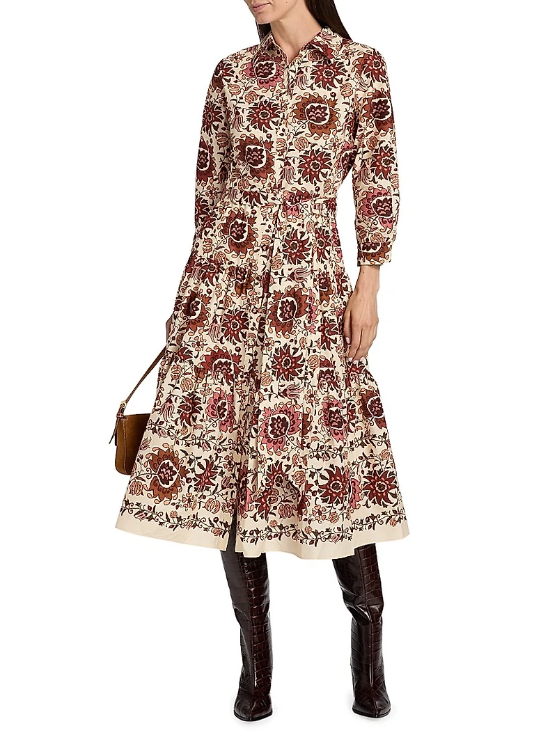 Lolita Printed Cotton Midi-Shirtdress