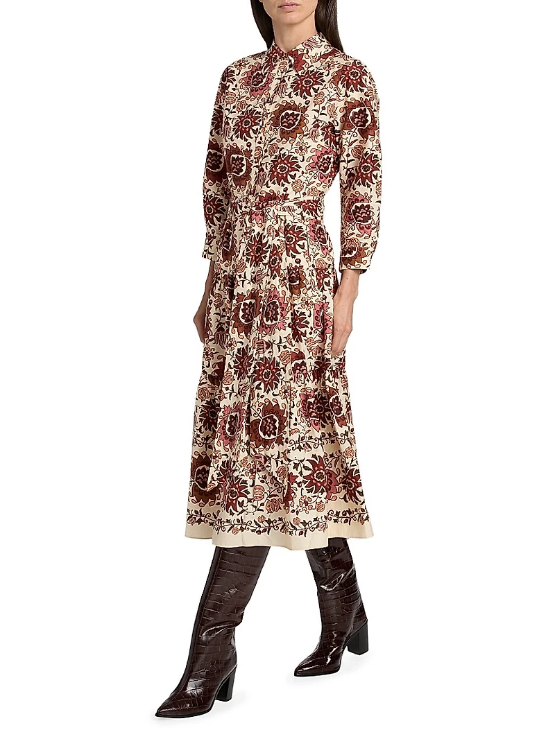 Lolita Printed Cotton Midi-Shirtdress