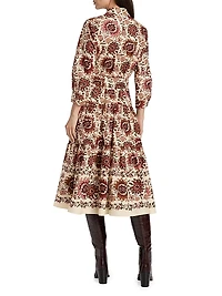Lolita Printed Cotton Midi-Shirtdress