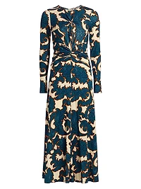 Alara Printed Twist-Front Maxi Dress