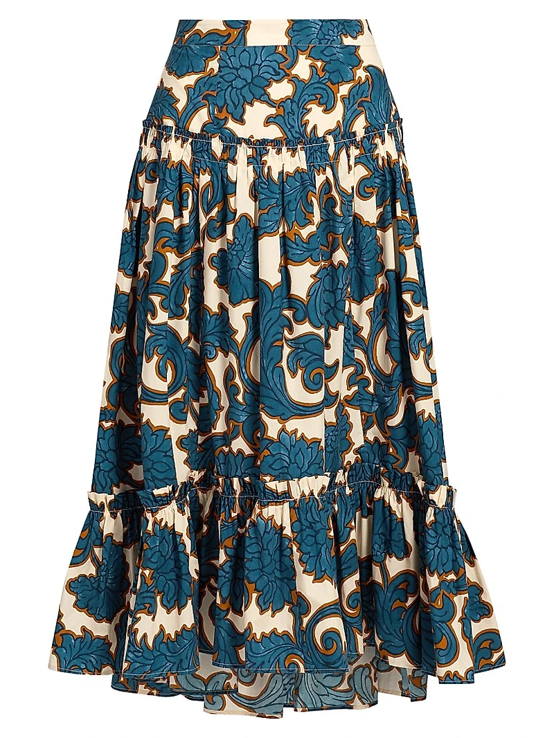 Tisbury Printed Cotton Poplin A-Line Skirt