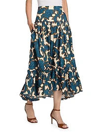 Tisbury Printed Cotton Poplin A-Line Skirt