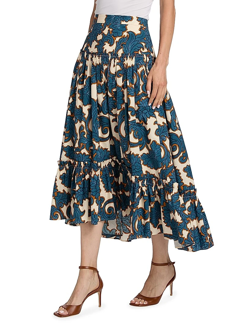 Tisbury Printed Cotton Poplin A-Line Skirt