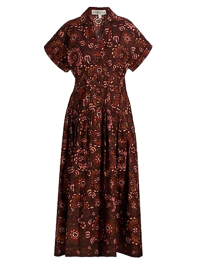 Nash Printed Poplin Cotton Midi-Shirtdress