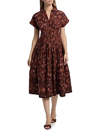 Nash Printed Poplin Cotton Midi-Shirtdress