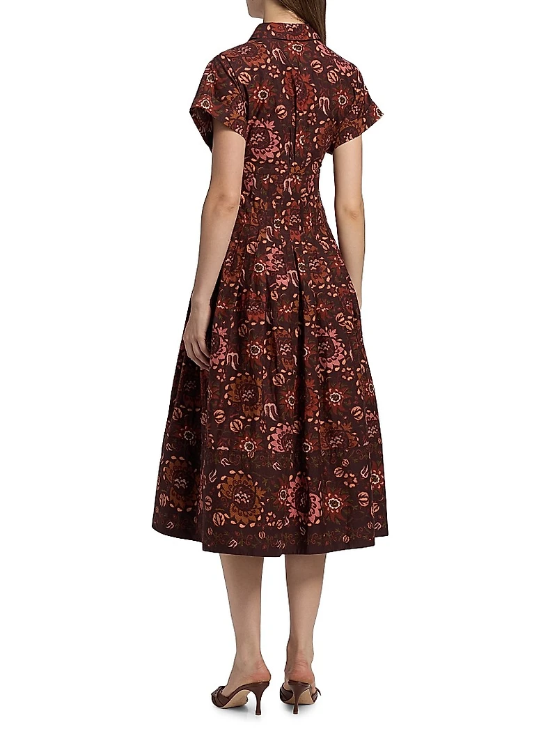 Nash Printed Poplin Cotton Midi-Shirtdress