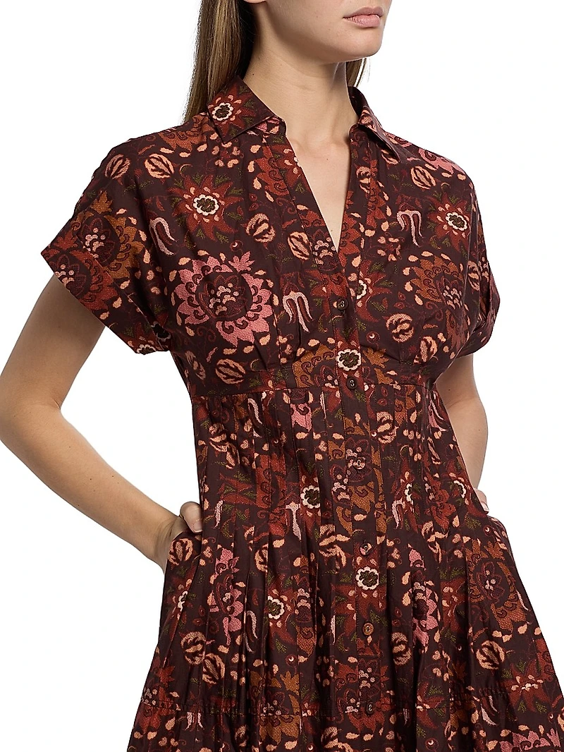 Nash Printed Poplin Cotton Midi-Shirtdress