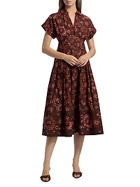 Nash Printed Poplin Cotton Midi-Shirtdress