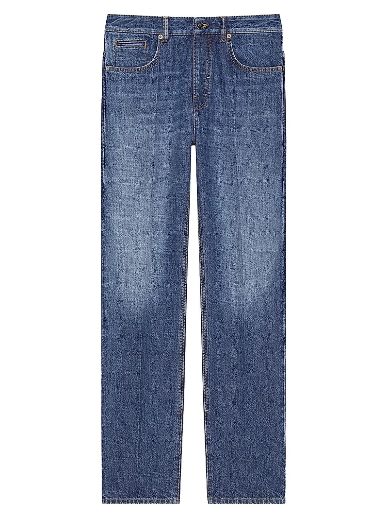 Straight Jeans Washed Denim