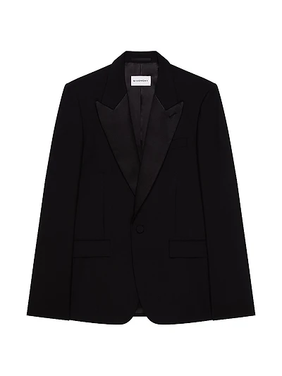 Fitted Suit-Jacket in Wool Mohair with Satin Collar