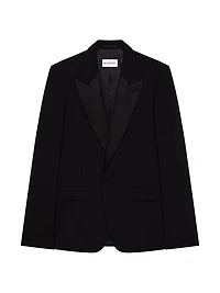 Fitted Suit-Jacket in Wool Mohair with Satin Collar