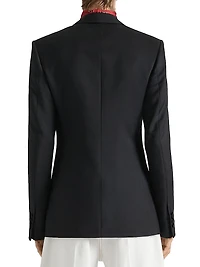 Fitted Suit-Jacket in Wool Mohair with Satin Collar