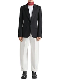 Fitted Suit-Jacket in Wool Mohair with Satin Collar