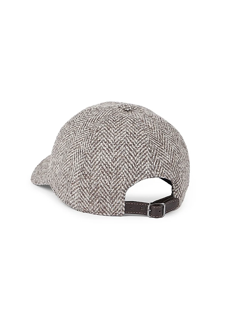 Virgin Wool Tweed Baseball Cap with Shiny Band