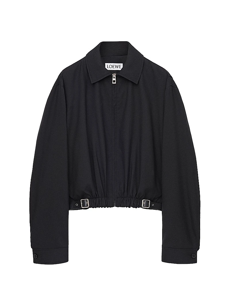 Wool-Blend Belted Blouson Jacket
