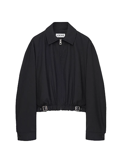 Wool-Blend Belted Blouson Jacket