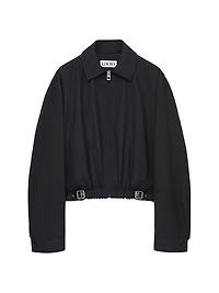 Wool-Blend Belted Blouson Jacket