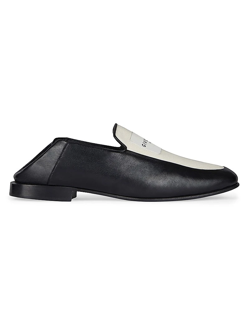 Label Loafers in Shiny Leather and Canvas