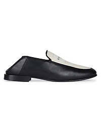 Label Loafers in Shiny Leather and Canvas