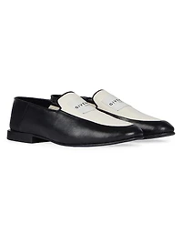 Label Loafers in Shiny Leather and Canvas