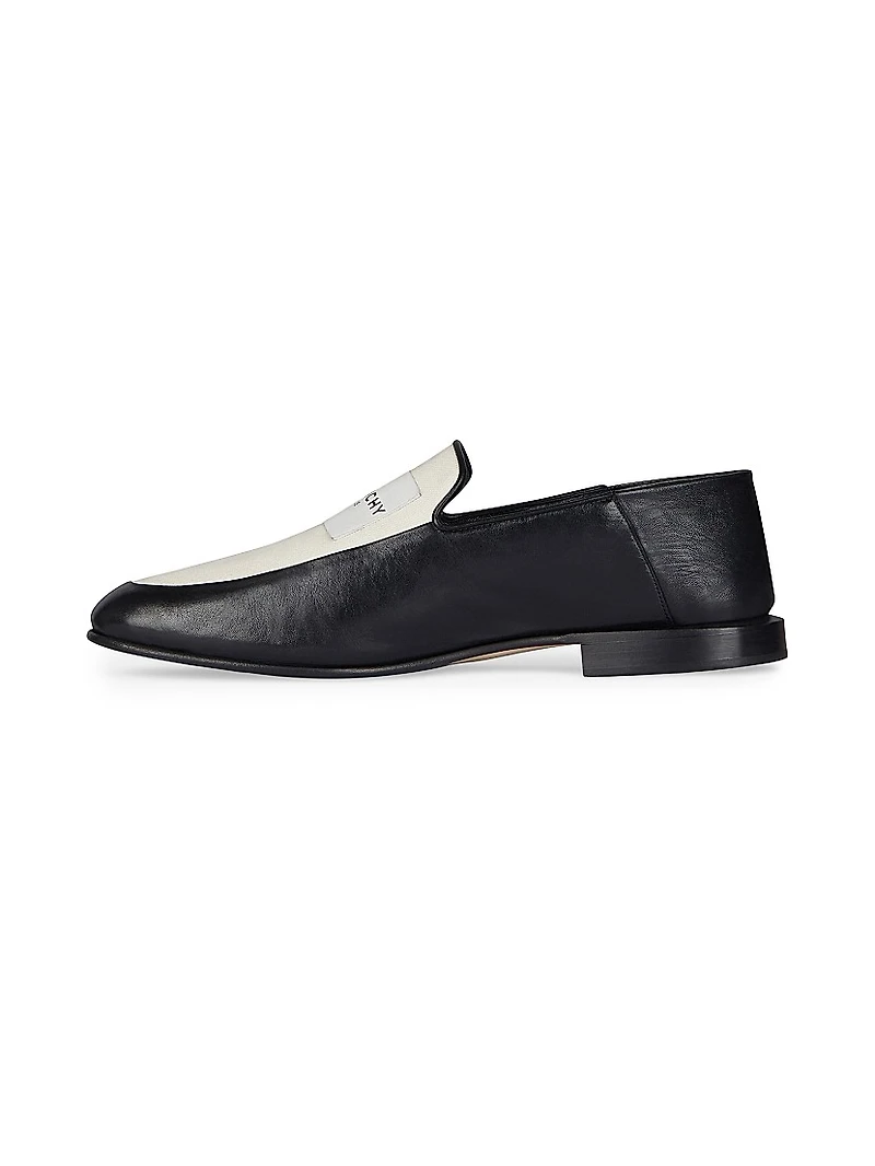 Label Loafers in Shiny Leather and Canvas